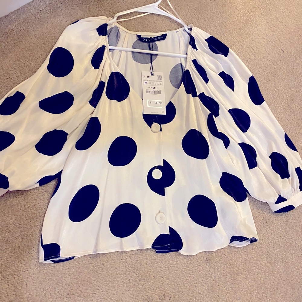 Zara, Silk, Poka Dot Blouse